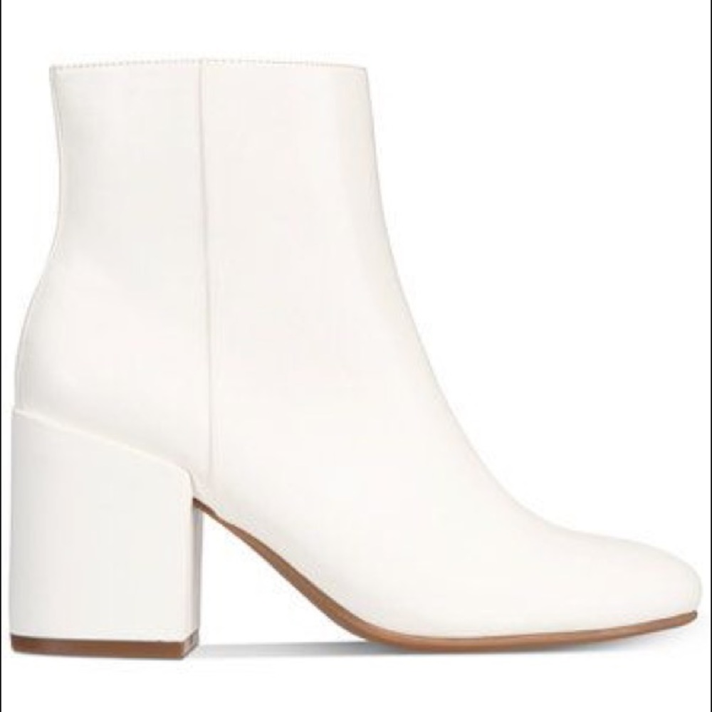 Bar III white faux leather ankle boots
